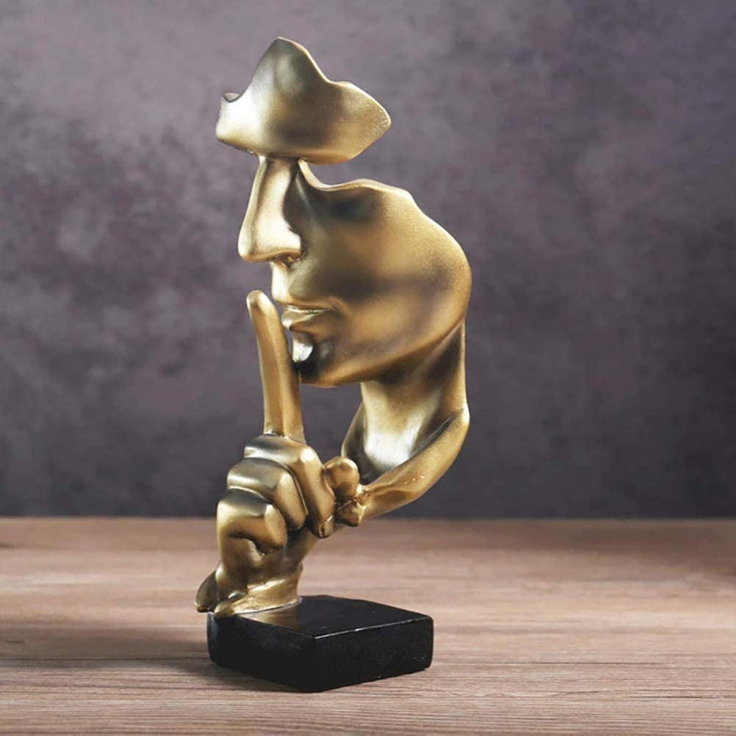 aboxoo Thinker Statue, Silence is Gold Abstract Art Figurine,Modern Home Resin Sculptures