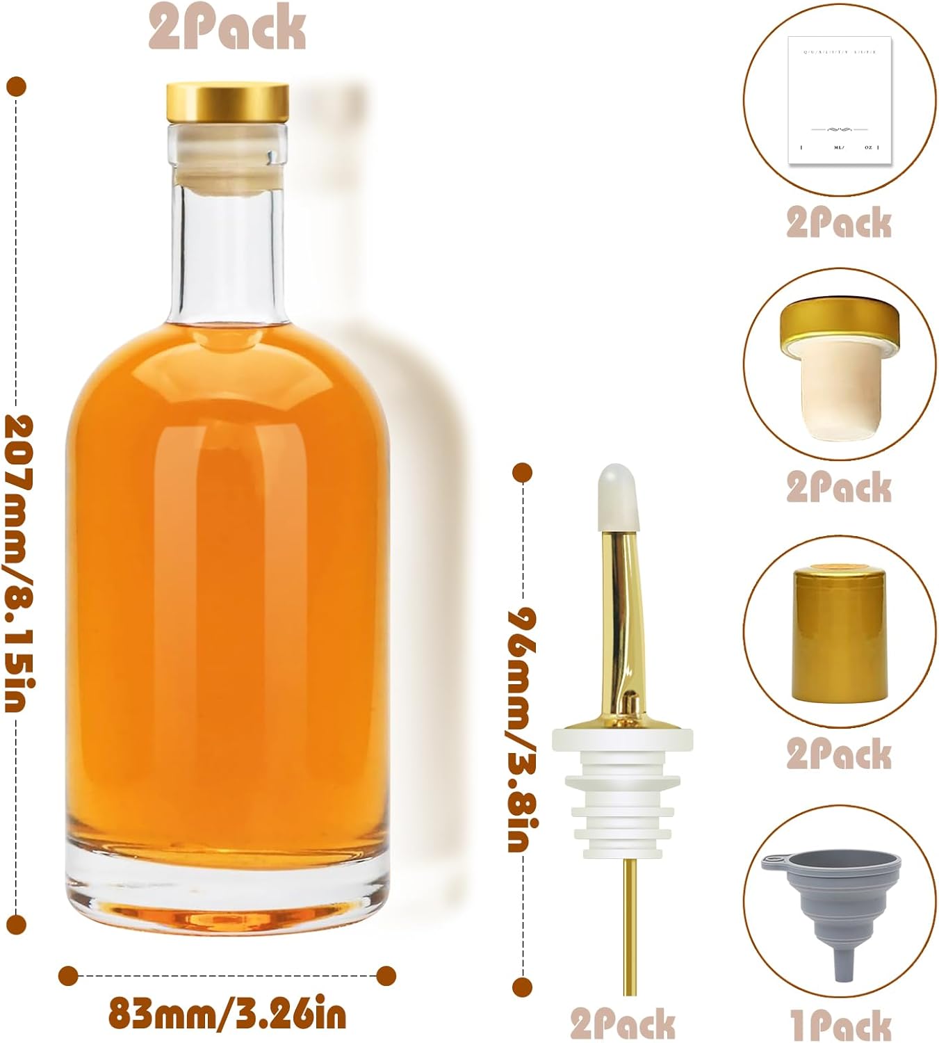 Olive Oil Dispenser Bottle for Kitchen, Clear Glass Oil and Vinegar Dispenser Set, Coffee Syrup