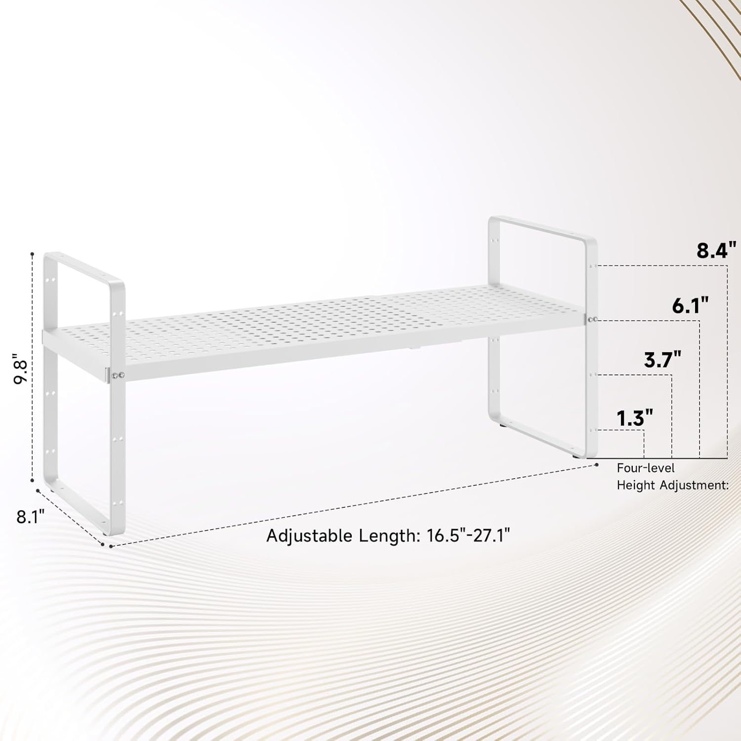 Hole Pattern Expandable Shelf Organizer,2Pack 8.1" Wide Easy to Assemble Cabinet Organizer Shelf
