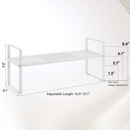 Hole Pattern Expandable Shelf Organizer,2Pack 8.1" Wide Easy to Assemble Cabinet Organizer Shelf