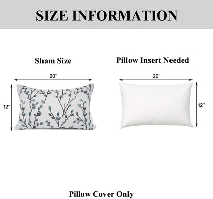 YOUR SMILE Classical Embroidery Jacquard Farmhouse Oblong Rectangle Chenille Teal Leaf Decorative