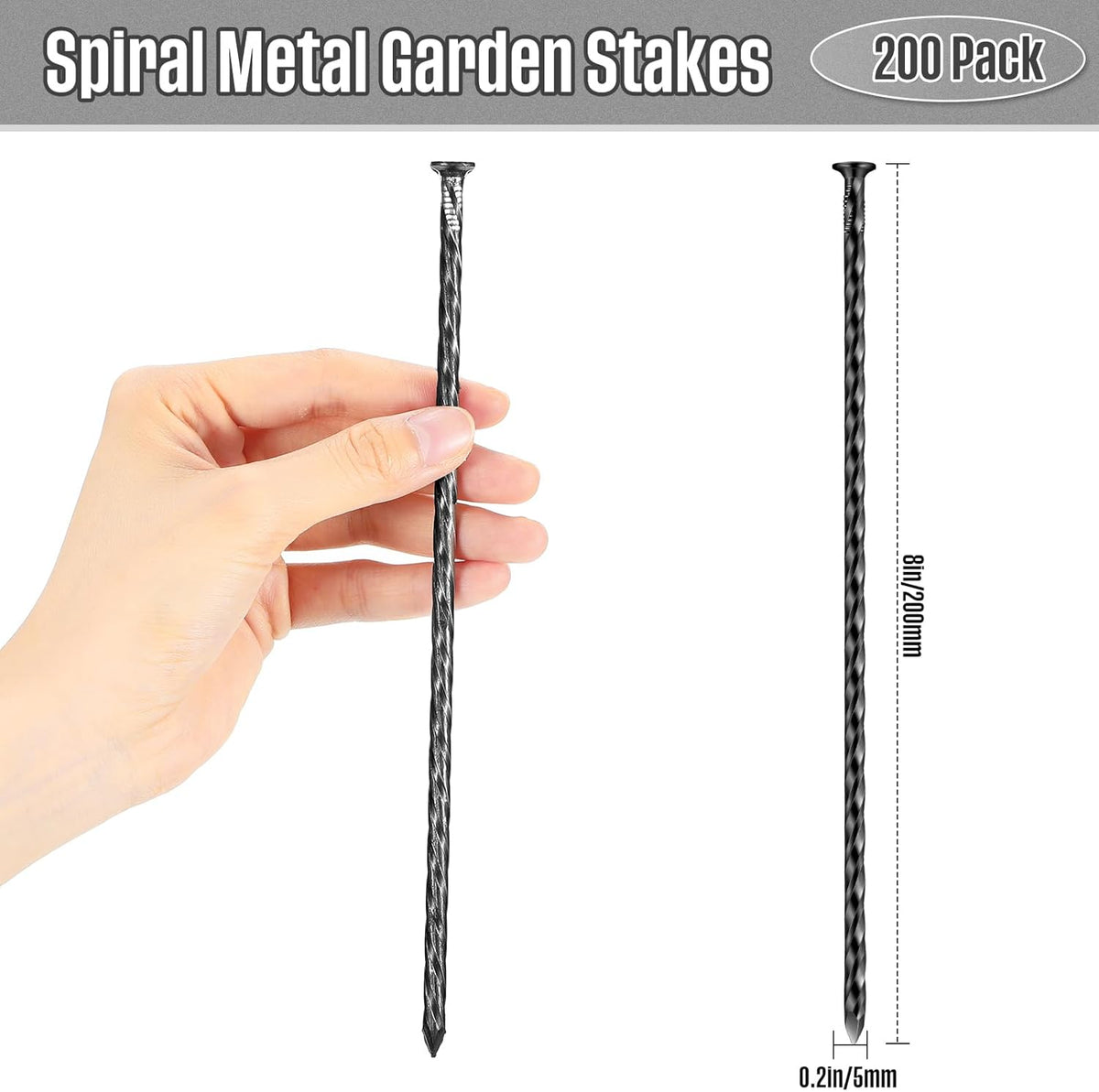 200 Pcs Metal Nails 8 Inch Artificial Spikes Galvanized Spiral Landscape Stakes Edging Spikes