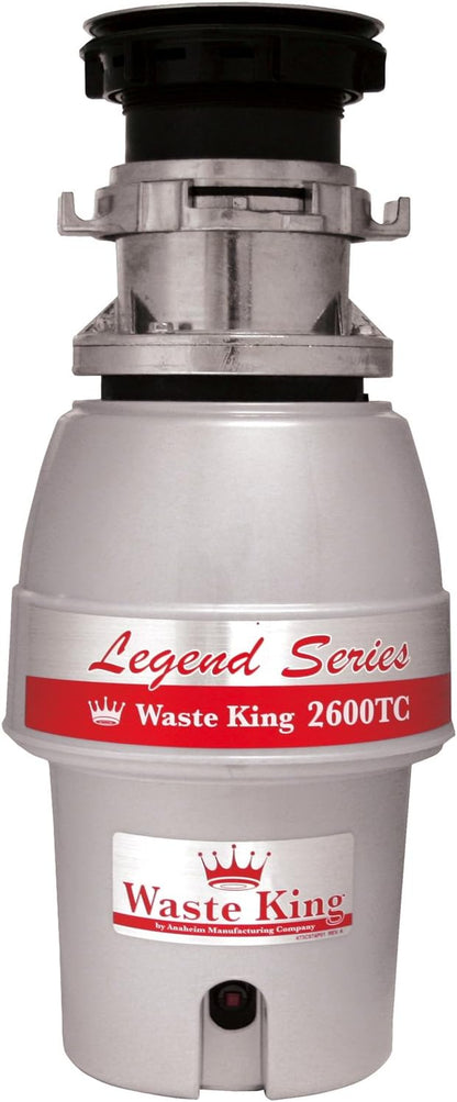 Waste King L-2600TC Controlled Activation 1/2 HP Garbage Disposal with Safer Controlled Griding