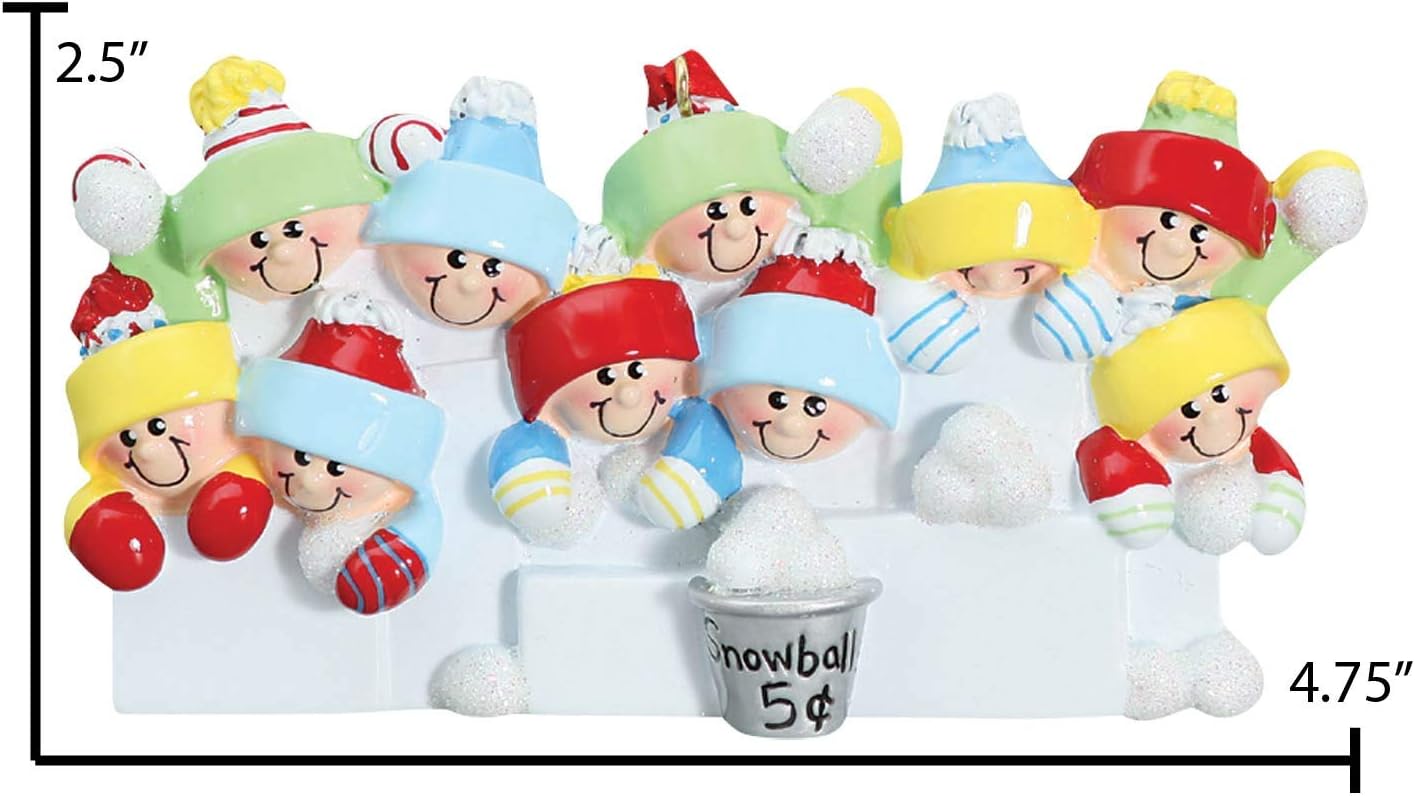 3D Snowball Fight Family of 10 Ornament 2025 Personalized Family Christmas Ornaments 2025 | Snowman