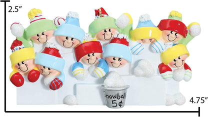 3D Snowball Fight Family of 10 Ornament 2025 Personalized Family Christmas Ornaments 2025 | Snowman
