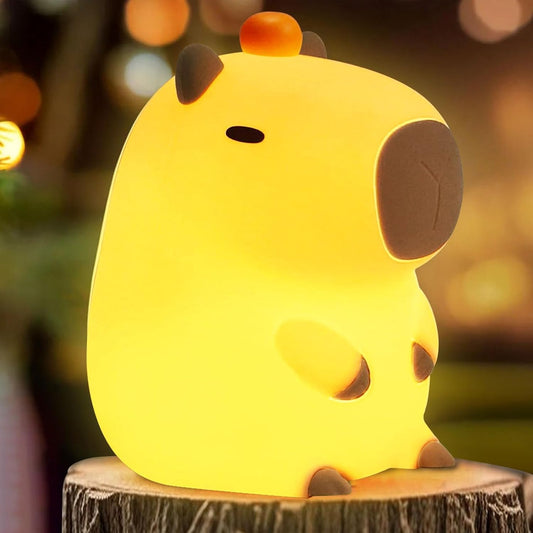 Capybara Night Light,Cute Tangerine LED Squishy Novelty Animal Night Lamp,Dimmable Soft Silicone