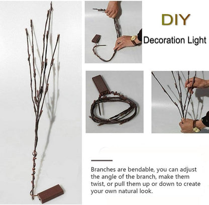 DK177 6 Pack Led Branch Light Battery Operated Lighted Branch Vase Filler Willow Tree Artificial