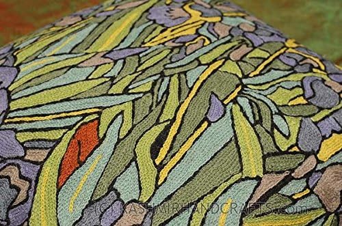 Van Gogh Irises Pillow Cover Green Floral Pillowcase Needlepoint Flower Chair Cushion Accent