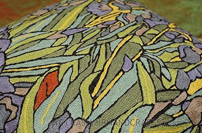Van Gogh Irises Pillow Cover Green Floral Pillowcase Needlepoint Flower Chair Cushion Accent