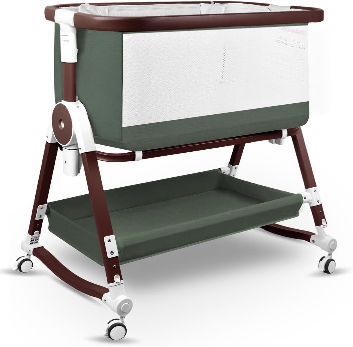 4 in 1 Baby Bassinet, Bassinets Bedside Sleeper with Wheels and Storage Basket, Adjustable 7