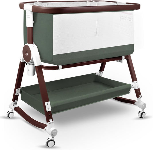 4 in 1 Baby Bassinet, Bassinets Bedside Sleeper with Wheels and Storage Basket, Adjustable 7