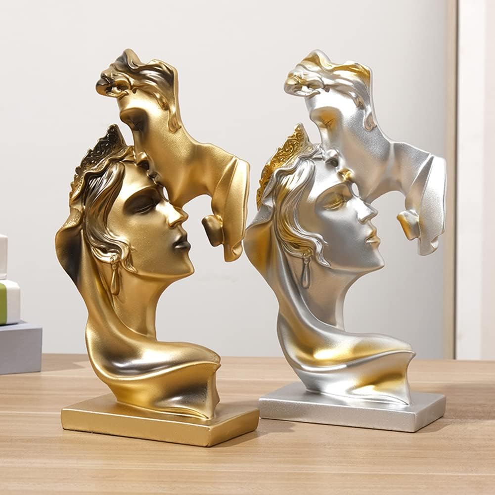 Couples Kiss Sculpture,Abstract Art Couple Sculpture Home Furnishing Resin Statue Decoration