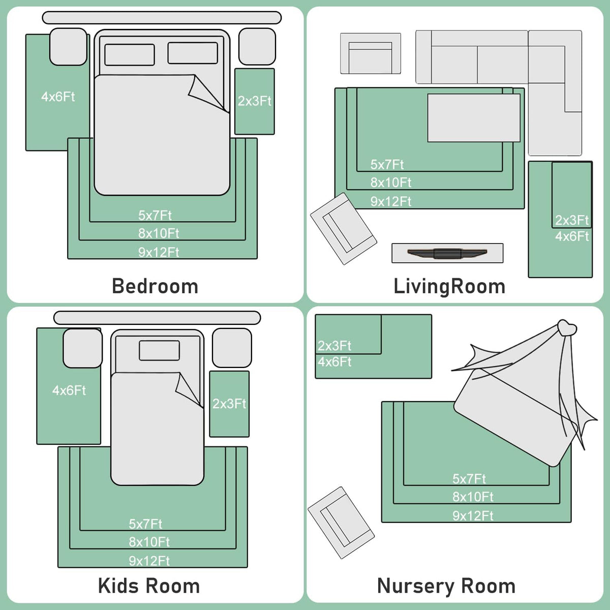 Rezutan Modern Shaggy Area Rug - Super Soft Fluffy Non-Slip Living Room Bedroom Rug for Kids