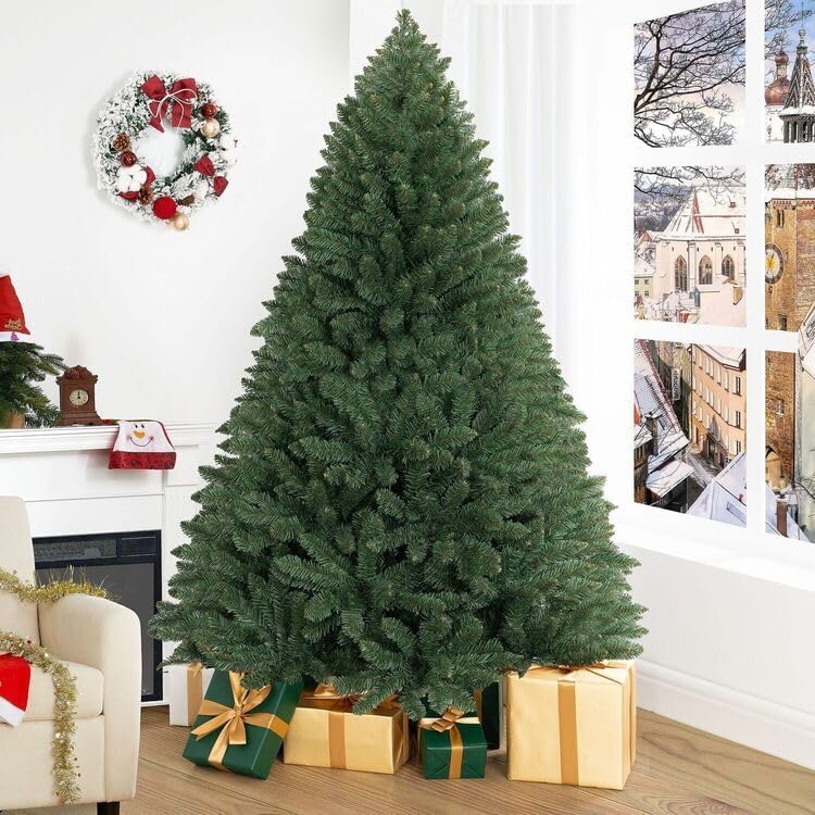 Naomi Home 6.5ft Christmas Tree with Lights Realistic Spruce Christmas Tree Prelit with Foot Pedal