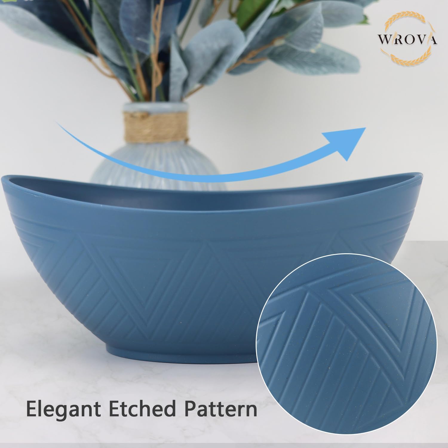 65oz Big Wheat Straw Bowls - Large Salad Bowls set of 6 - Unbreakable Serving Bowls - Microwave &