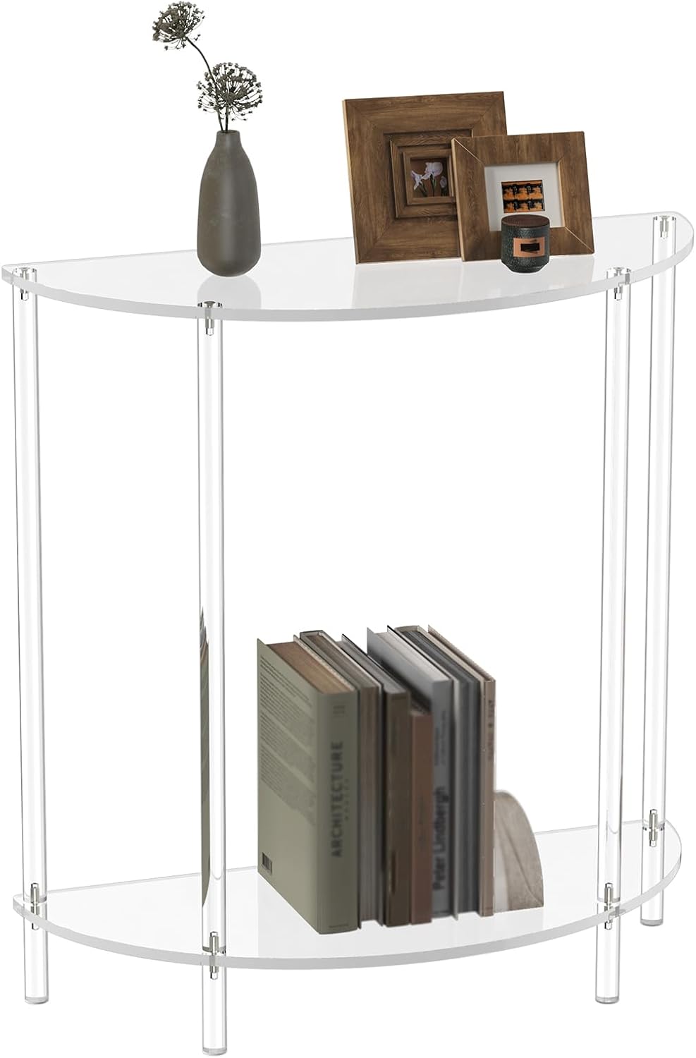 Acrylic Console Table, Half Moon, 29.5" Small Entryway Table, Clear Entry Table for Sofa, Foyer