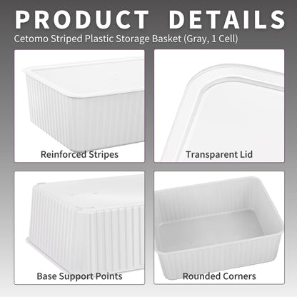 Cetomo Plastic Underwear Drawer Organizer with Lid, Lidded Storage Box for Bras, Plastic Basket for