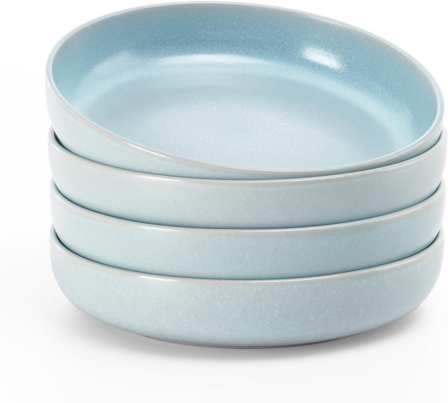 famiware Milkyway Pasta Bowls Set of 4, 8.5" Large Salad Bowls, Double Reactive Glaze, Sturdy &
