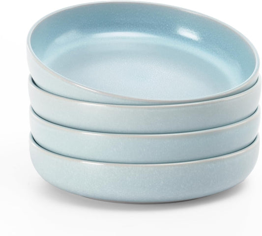 famiware Milkyway Pasta Bowls Set of 4, 8.5" Large Salad Bowls, Double Reactive Glaze, Sturdy &