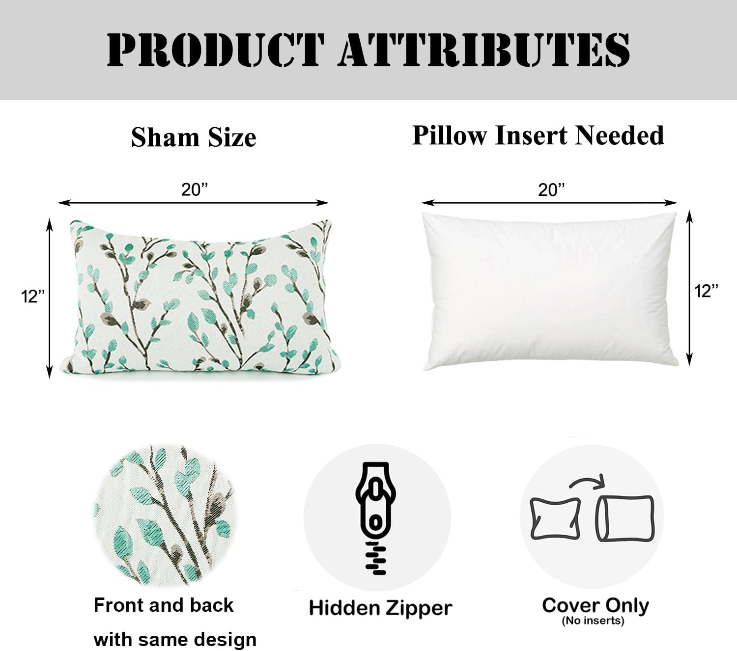 YOUR SMILE Classical Embroidery Jacquard Green Square Decorative Throw Pillow Case Cushion