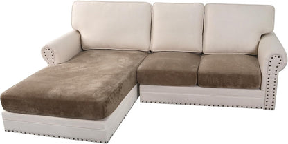 H.VERSAILTEX Velvet Stretch Sectional Couch Covers 3 Pieces Sofa Seat Cushion Covers L Shape