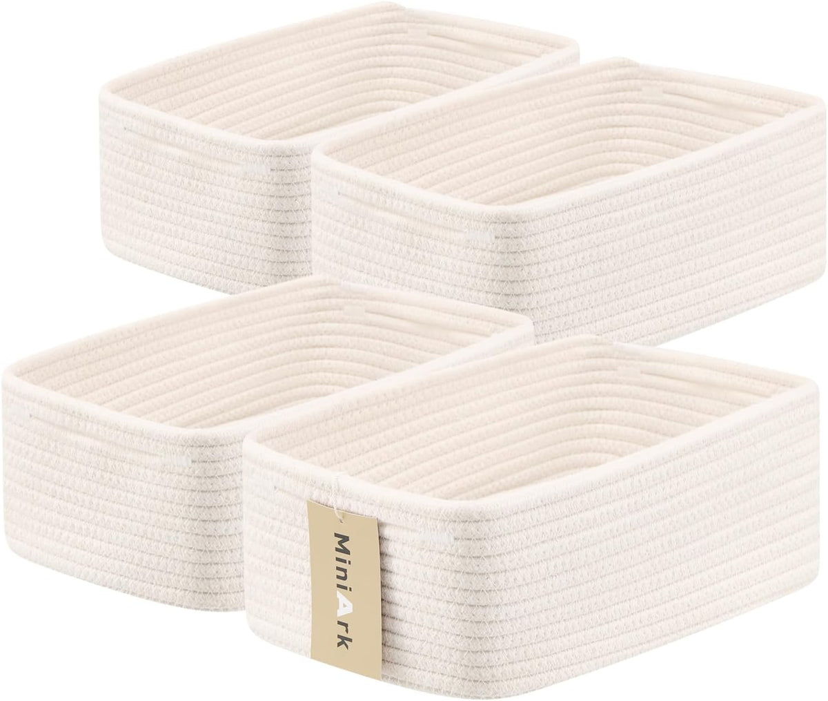 Small Storage Baskets for Organizing | Closet Organizer Bins | Shelf Toy Basket | Woven Rope