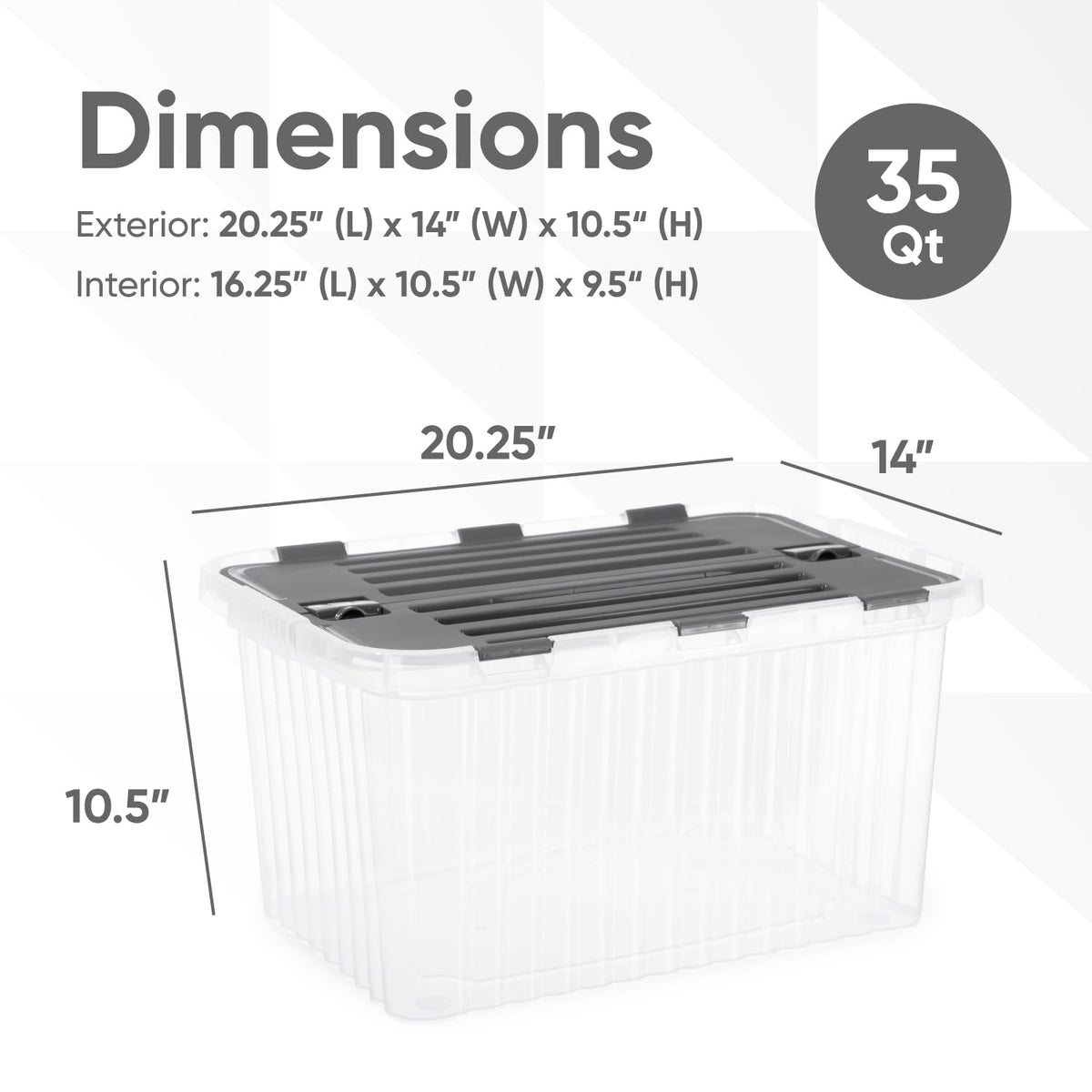 Superio Storage Bins with Lids- Clear Boxes for Organizing, Stackable Plastic Containers- BPA Free