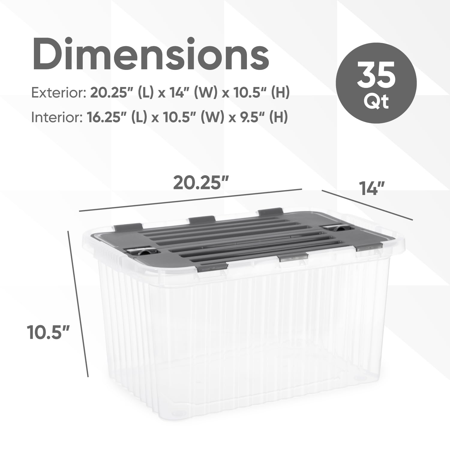 Superio Storage Bins with Lids- Clear Boxes for Organizing, Stackable Plastic Containers- BPA Free