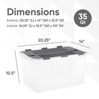Superio Storage Bins with Lids- Clear Boxes for Organizing, Stackable Plastic Containers- BPA Free