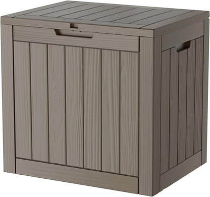 35 Gallon Lockable Resin Deck Box, Waterproof & UV-Resistant Outdoor Storage Box for Outdoor