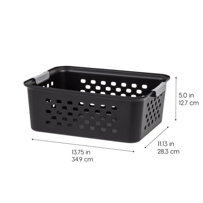 IRIS USA 6-Pack, Small Plastic Storage Basket, Black
