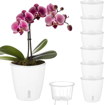 Self Watering Pots for Indoor Plants, 6-Pack 5'' Self Watering Planter with Drainage Holes, Small