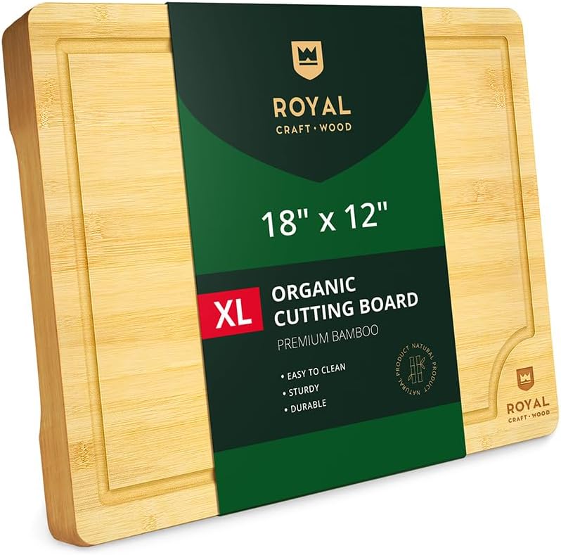 ROYAL CRAFT WOOD Extra Large Cutting Boards for Kitchen Meal Prep & Serving-Bamboo Wood Cutting