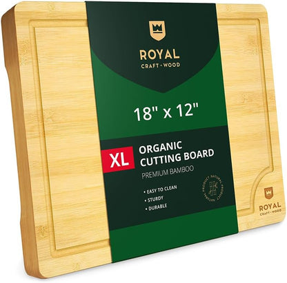 ROYAL CRAFT WOOD Extra Large Cutting Boards for Kitchen Meal Prep & Serving-Bamboo Wood Cutting