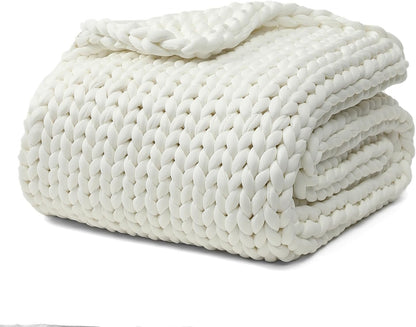 YnM Cooling Chunky Throw Blanket, Medium-Weight, Hand Knitted, Skin Friendly, Ventilated and