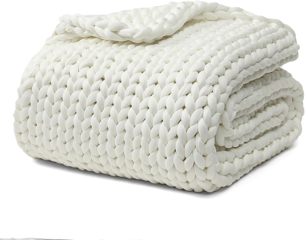 YnM Cooling Chunky Throw Blanket, Medium-Weight, Hand Knitted, Skin Friendly, Ventilated and