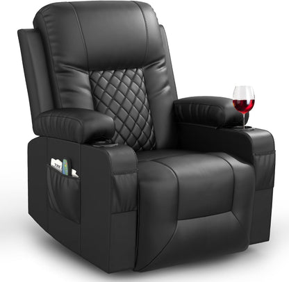Recliner Chairs for Adults, FSC Certified Massage Rocker with Heated Modern Ergonomic Lounge 360