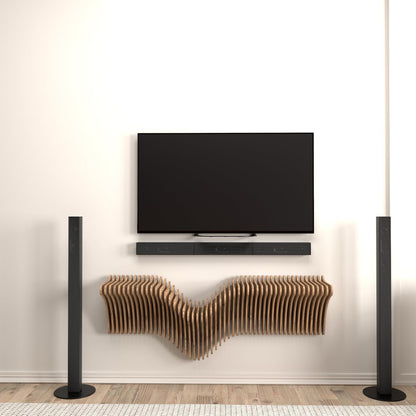 Parametrics 40 inch Floating Shelf TV Unit Modern Geometric Wooden Wall Piece Decor Natural Oak