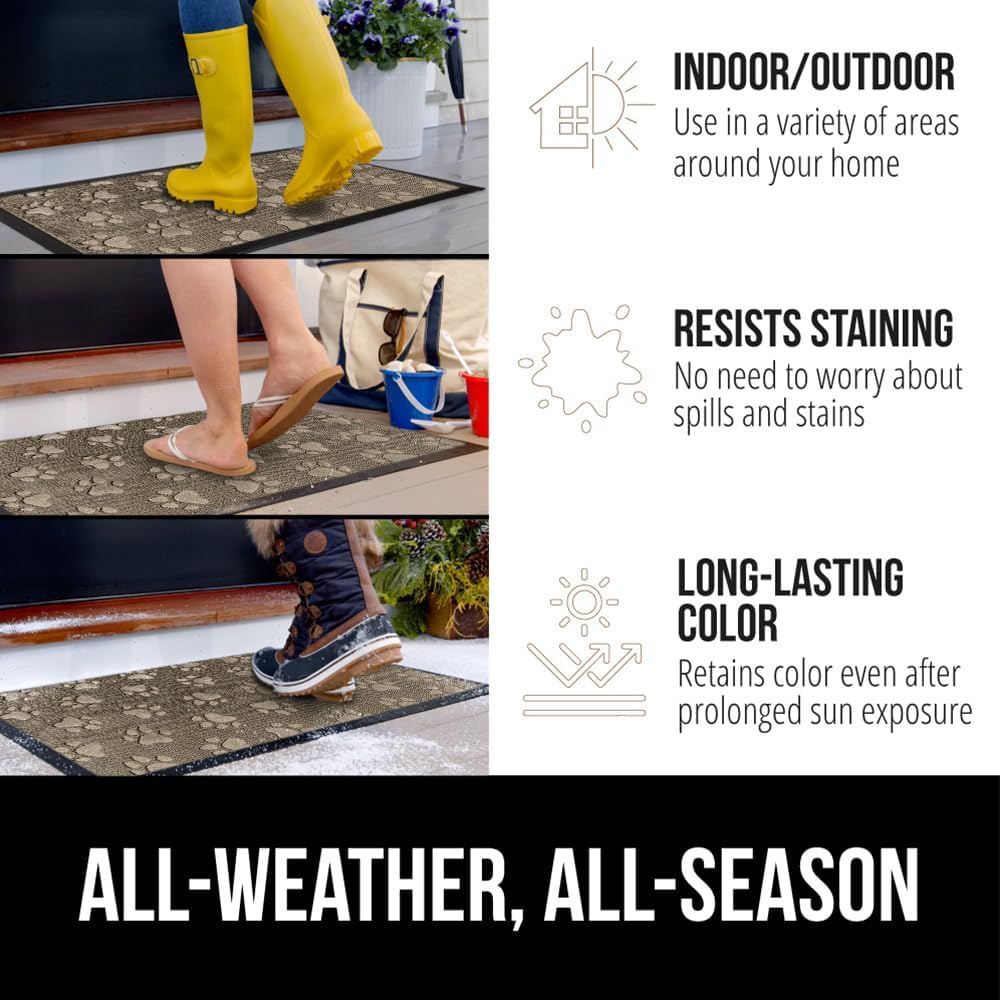 GORILLA GRIP 100% Waterproof All-Season WeatherMax Doormat 35x23, US Designed Natural Rubber, Stain