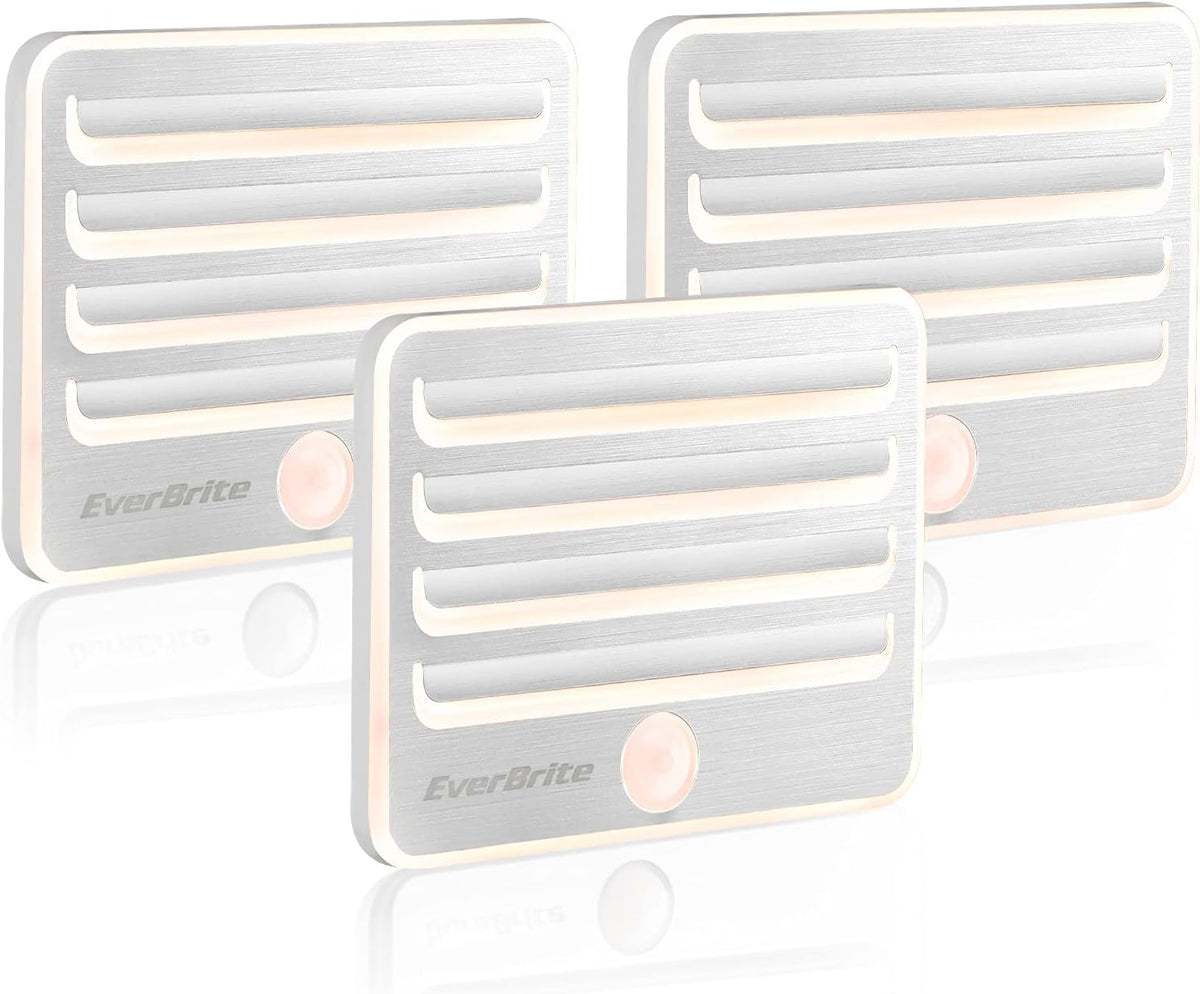 EverBrite Motion Sensor Night Lights, LED Soft Warm Light, Battery Powered Auto Stick-On Night
