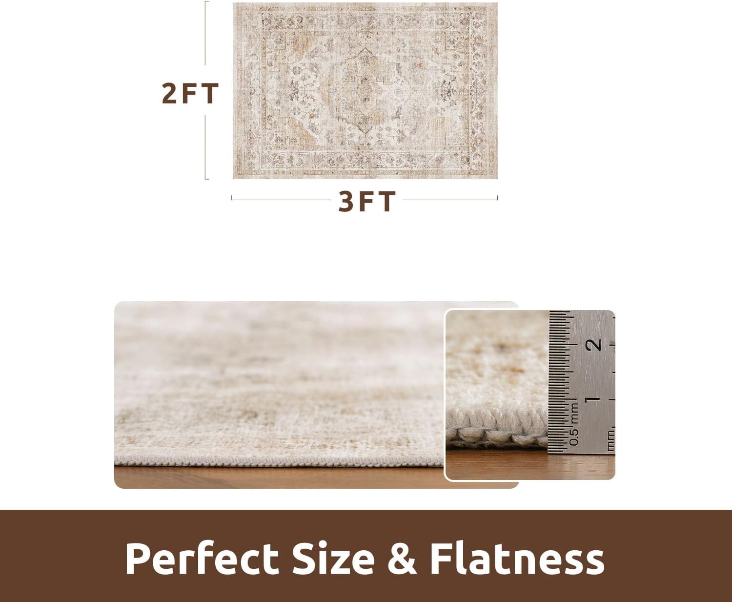 AMOAMI-2X3 Small Rug-Washable Rugs Entryway Mat Indoor-Soft Vintage Non Slip Rugs for Kitchen