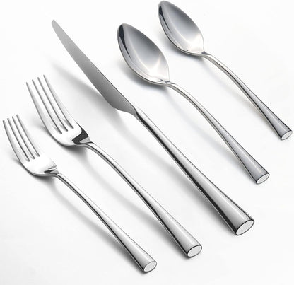 Alata Bailey 20-Piece Forged Silverware Set Stainless Steel Flatware Set,Service for 4,Mirror