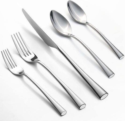 Alata Bailey 20-Piece Forged Silverware Set Stainless Steel Flatware Set,Service for 4,Mirror