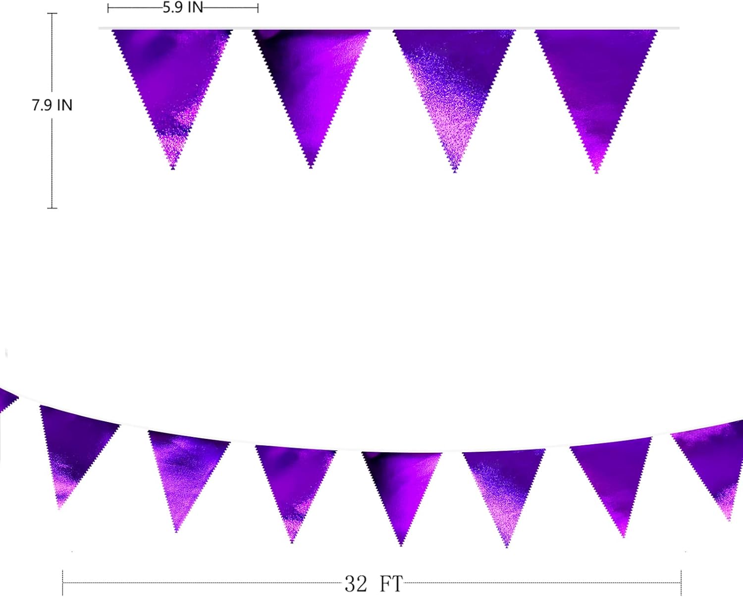 Purple Party Decorations Triangle Pennant Banner Flag Dark Purple Metallic Fabric Bunting Garland