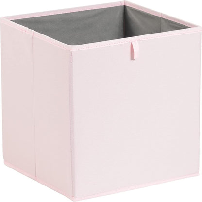 Amazon Basics Cube Organizer Bins, Collapsible Storage Baskets for Shelves, Peony Pink, Pack of 6
