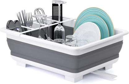 THANSTAR Collapsible Dish Drying Rack Portable Dinnerware Drainer Organizer for Kitchen RV Campers