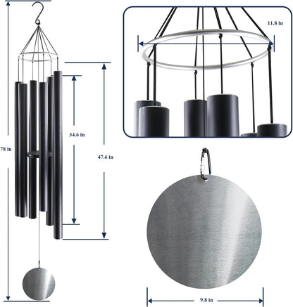 ASTARIN 78 Inch Wind Chimes for Outside with 6 Tubes Tuned Relaxing Melody, Extra Large Wind Chimes