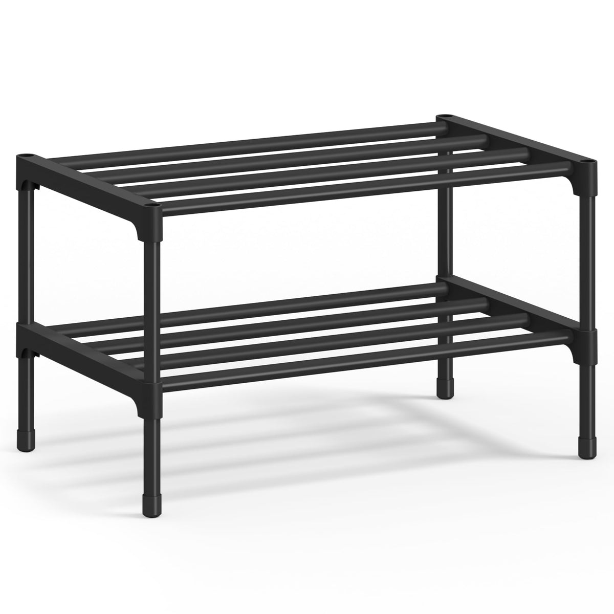 SONGMICS 2-Tier Shoe Rack, Stackable Compact Metal Shoe Storage Organizer