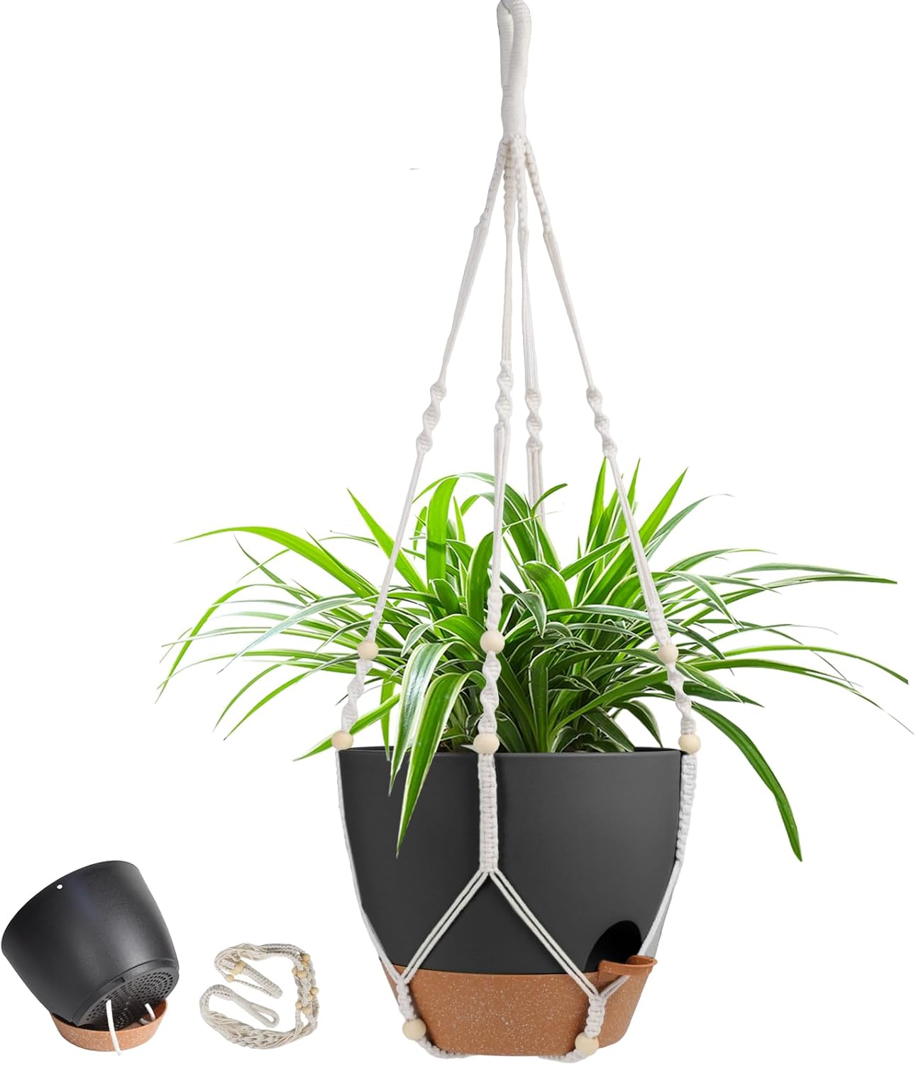 41.5 Inch Macrame Plant Hanger Indoor Outdoor with 12 Inch Flower Pot, Hanging Planter for Plants