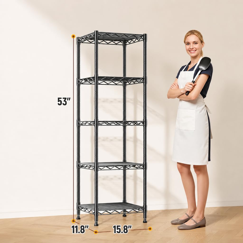 GRANNY SAYS 5-Tier Narrow Storage Shelves for Small Spaces – 15.8" W Metal Shelving Unit